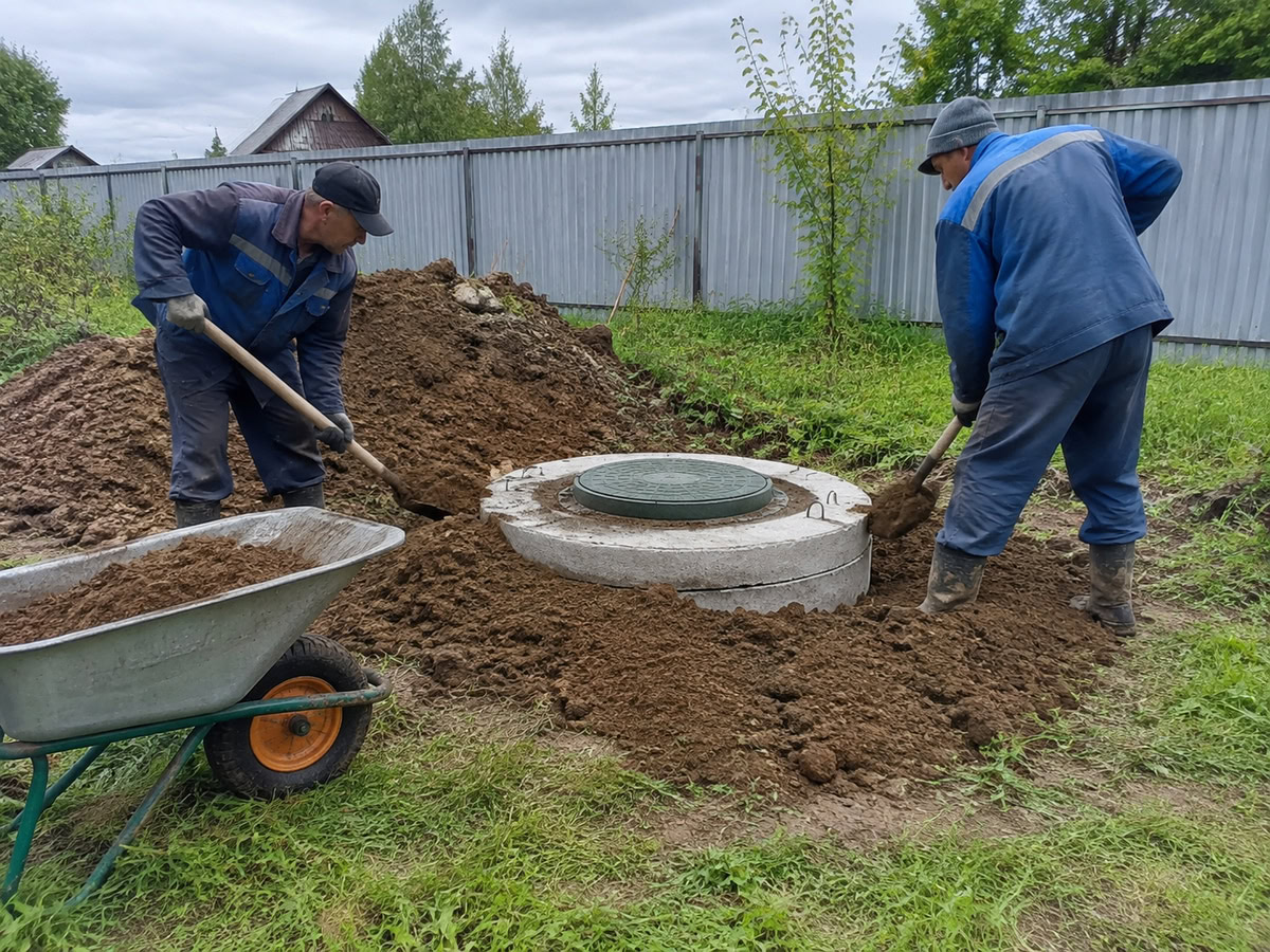 Крышка, люк и обратная засыпка